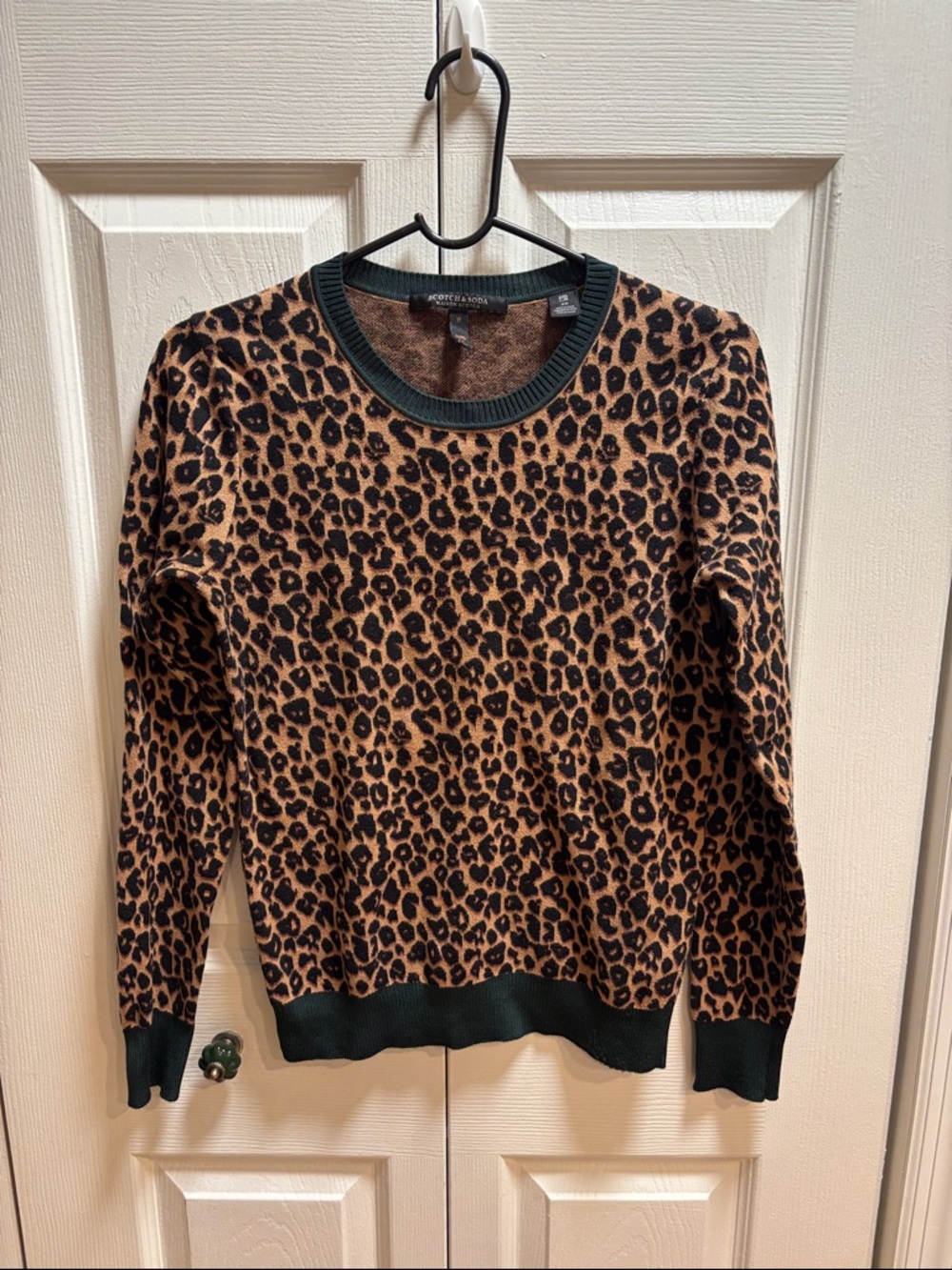 Scotch & Soda Leopard Print Crewneck Sweater - Brown & Black